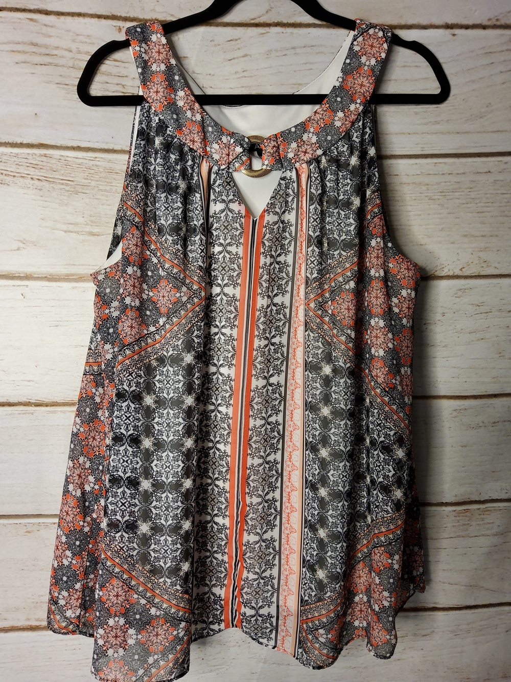 Alyx Coral and Black Printed Keyhole Camisole